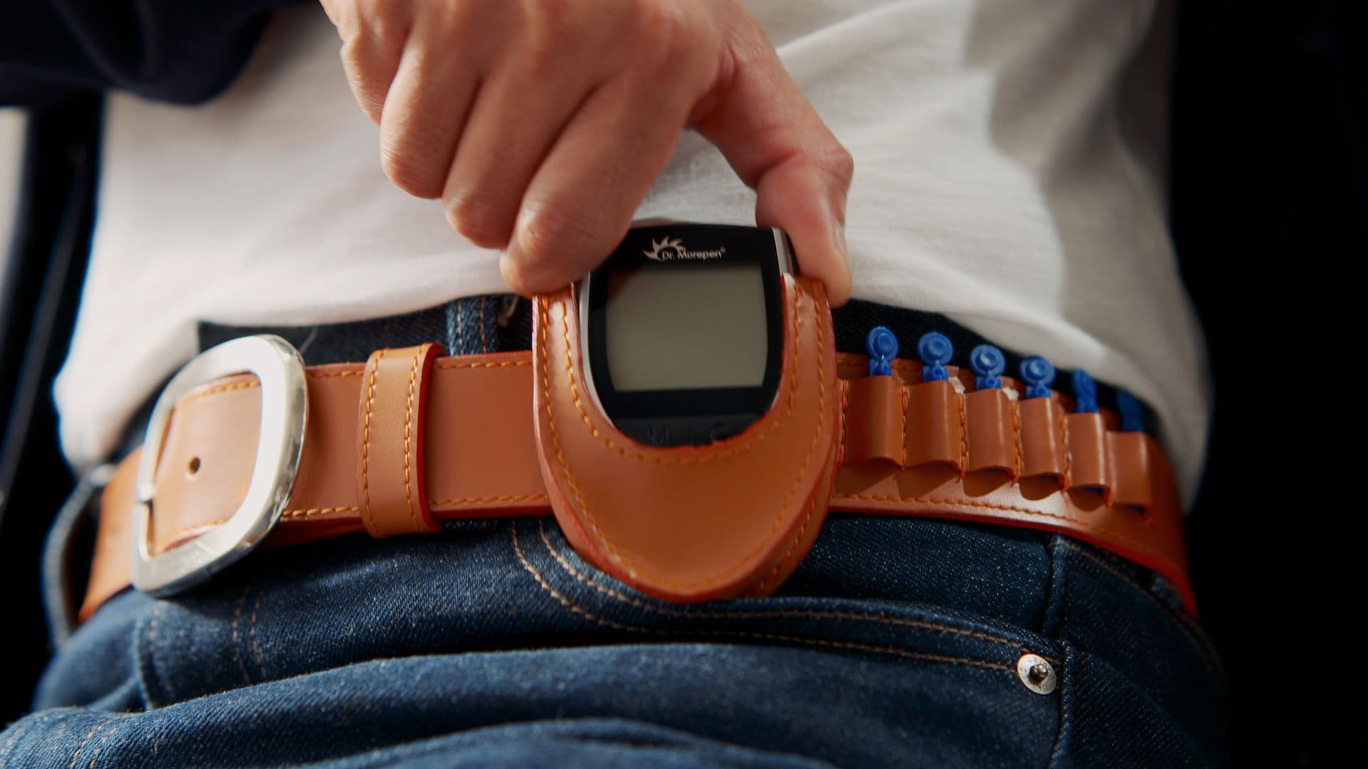 Close-up of the holster prop from the Western-themed commercial