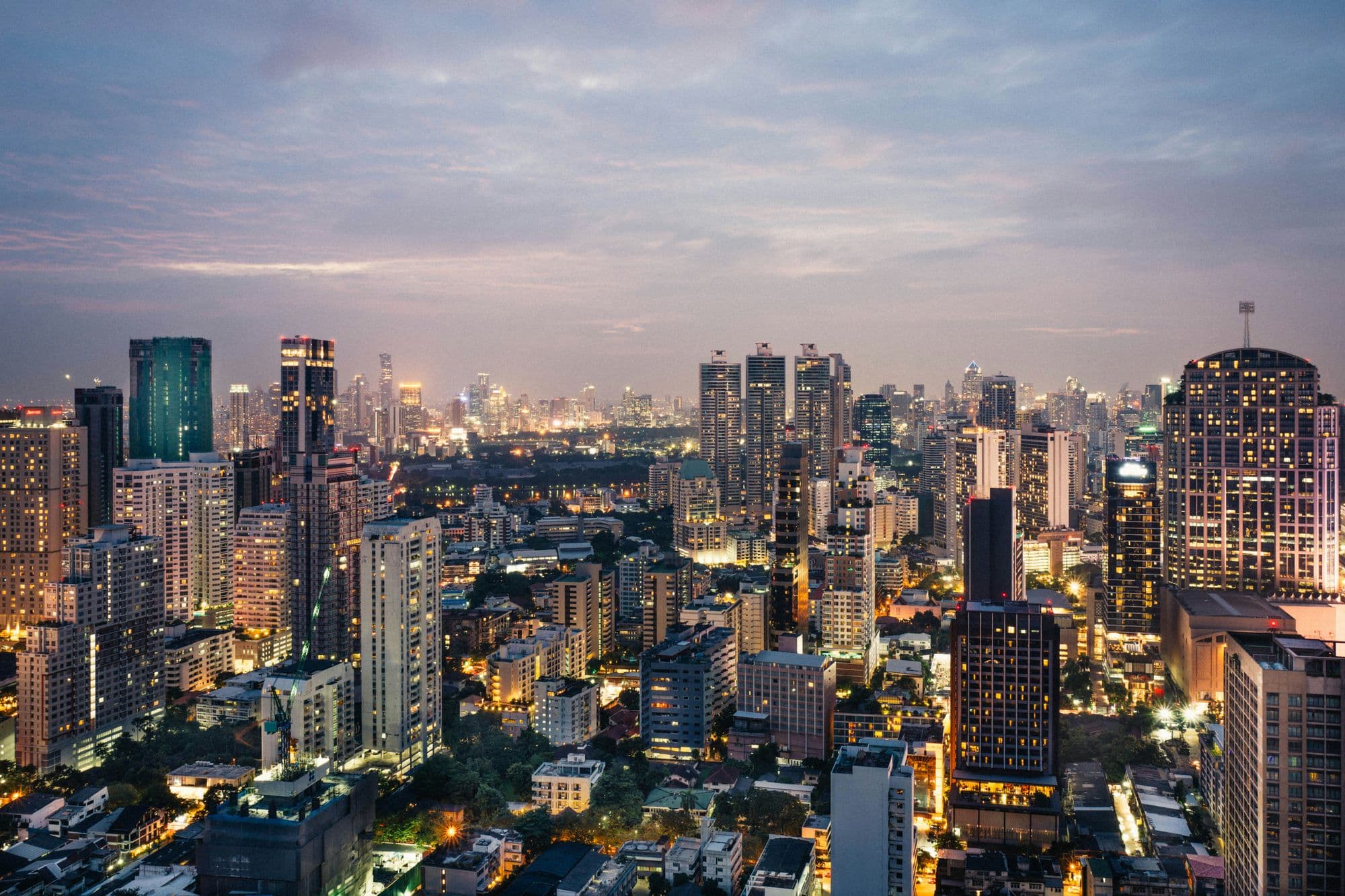 Bangkok skyline at sunset